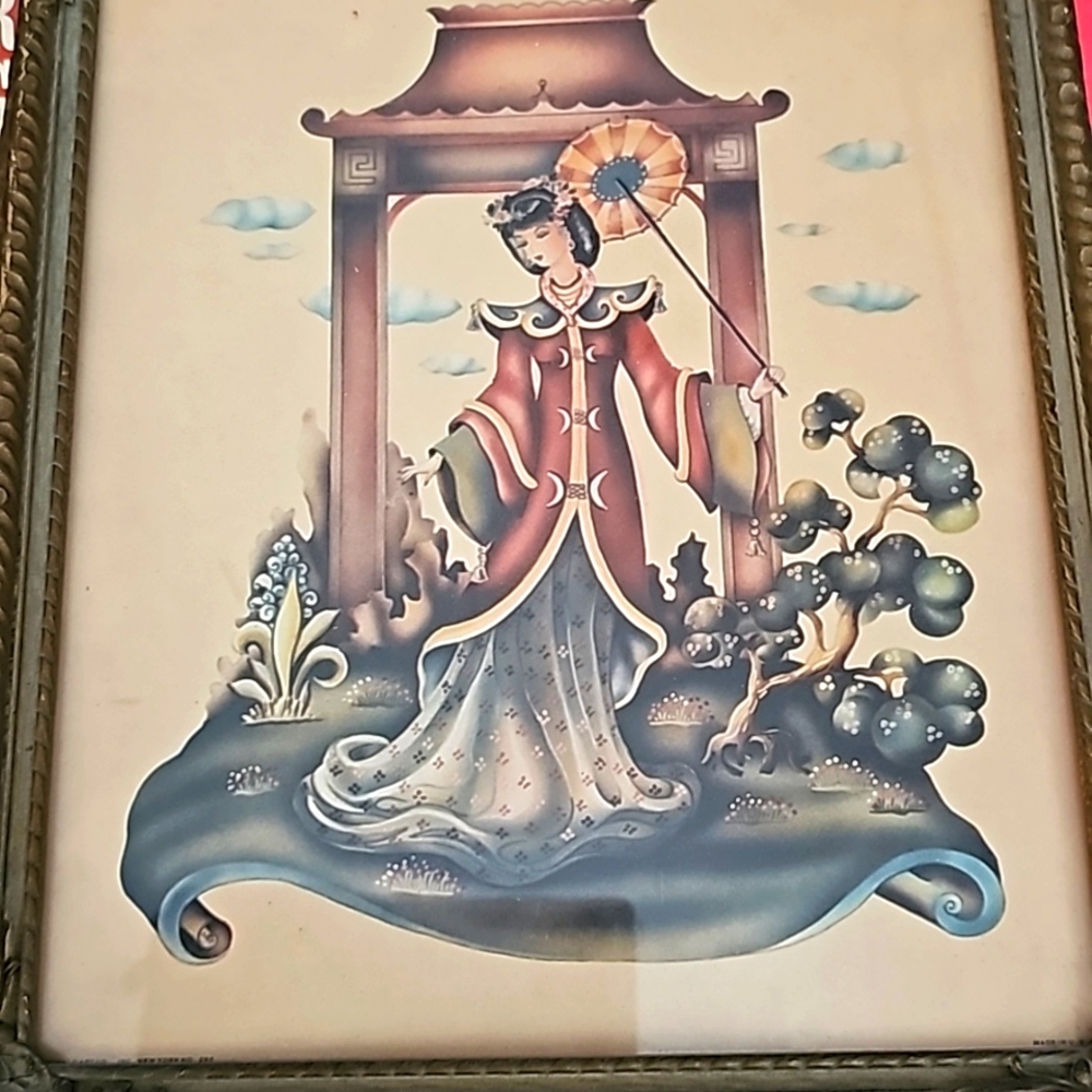 Pair vintage Donald art company geisha boy n girl